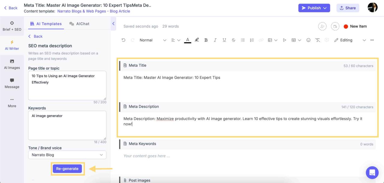 AI Meta Description Generator for Your Pages and Articles