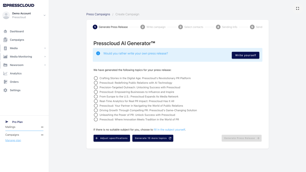 Presscloud AI Generator™ | Presscloud Presscloud AI Generator™ | Presscloud