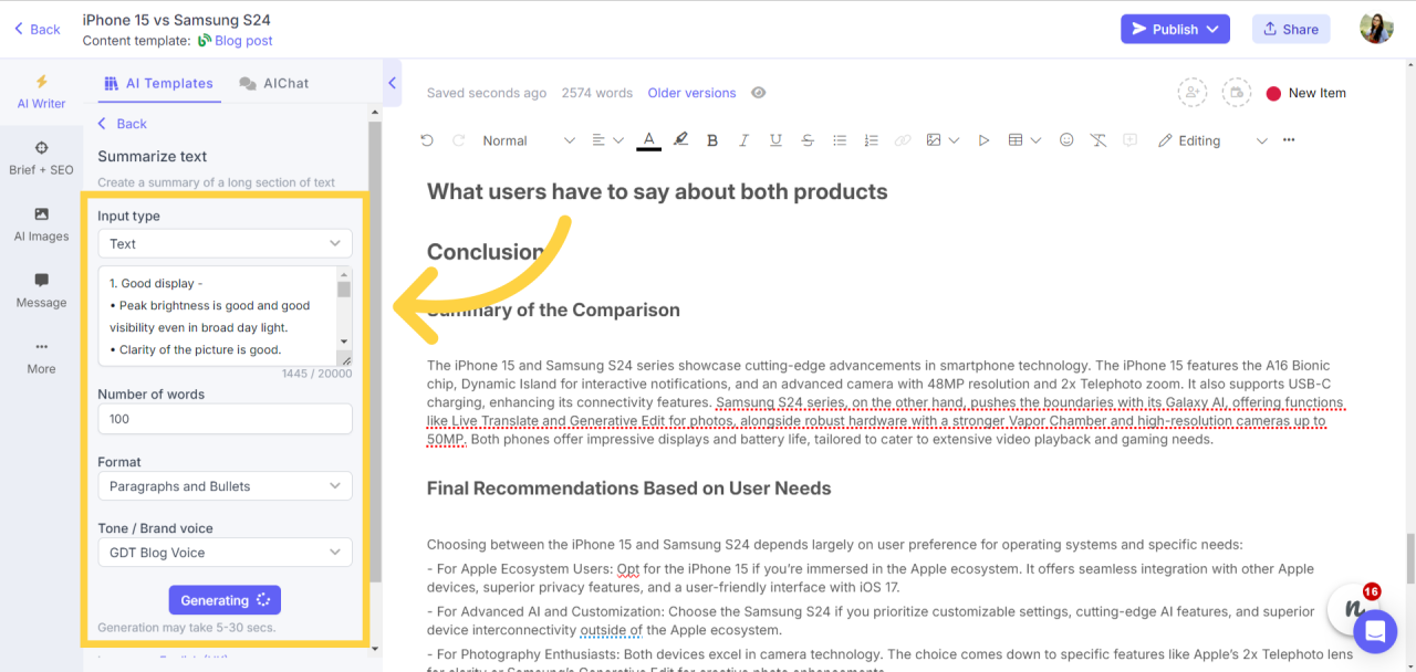 Generate Product Comparison Articles with AI Generate Product Comparison Articles with AI